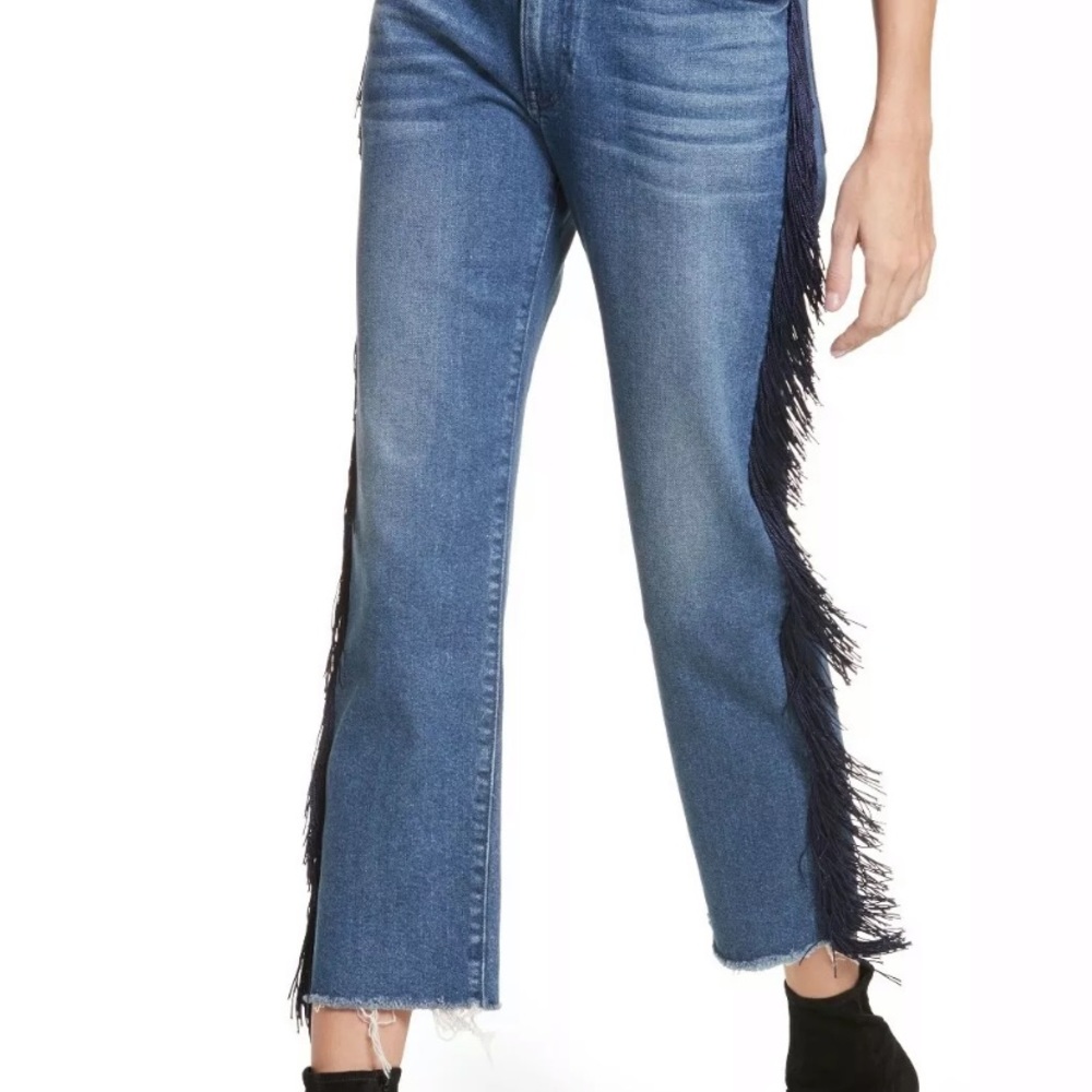 3x1 high waisted jeans with fringe